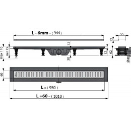 Душевой лоток AlcaPlast APZ10-Simple 950M с решеткой и опорами 95 см