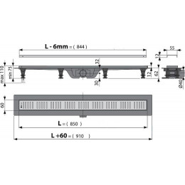 Душевой лоток AlcaPlast APZ10-Simple 850 с решеткой и опорами 85 см