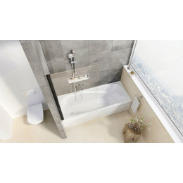 Шторка на ванну, стекло Transparent, профиль черный, Ravak Pivot PVS1-80 (79840300Z1)