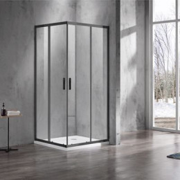 Душевое ограждение AZARIO 1000х1000х2000, БЕЗ ПОДДОНА, прозрачное стекло 6 мм, цвет профиля черный (AZ-ND1142 1000 Black)