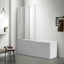 Шторка для ванны 3-х секционная, прозрачное стекло 4 мм, цвет профиля хром, 800*1500, AZARIO PRESTON (AZ-NFC6433 800)