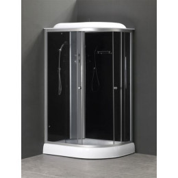 Душевая кабина LORANTO 120х80х215 с низким поддоном 13 см, черное закаленное стекло 4 мм, профиль хром (CS-66121L G 120)