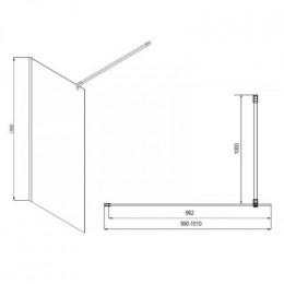 Душевая перегородка Azario CHICAGO Walk-in 1000x1950 прозрачное стекло 8 мм, покрытие EASY CLEAN, цвет профиля серебро (AZ-NAR6310 1000)