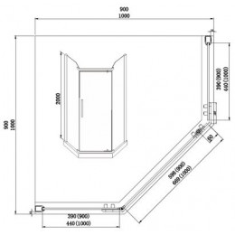 Душевое ограждение AZARIO EDMONTON 900х900х2000 стекло прозрачное 8 мм. профиль черный (AZ-NNC3231-1 900 BLACK)