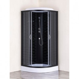 Душевая кабина Loranto 100х100х215 поддон 13см, черный кирпичный узор, прозрачное стекло 4мм, профиль черный (CS661013GB100)