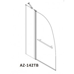 Шторка для ванны с поручнем, хром, прозрачное стекло 6 мм, 100х140, Azario BOSTON (AZ-142TB)