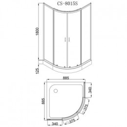 Душевое ограждение LORANTO 90х90х215 с низким поддоном13см, серое закаленное стекло 4мм, профиль хром (CS-8015GB 90)