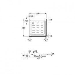 Поддон душевой Roca EASY 75х75