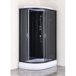 Душевая кабина Loranto 120х80х215  поддон 20 см, черный кирпичный узор, серое стекло 4 мм, профиль черный (CS-66120-20R GB 120)
