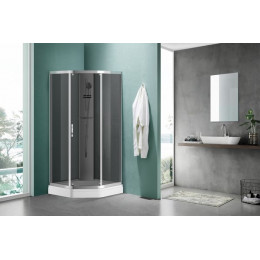 Душевая кабина AZARIO DENVER 90х90х200 серое стекло 4 мм. с покрытием Easy Clean, задняя панель черная, цвет профиля хром (AZ-N10806 900 GREY)