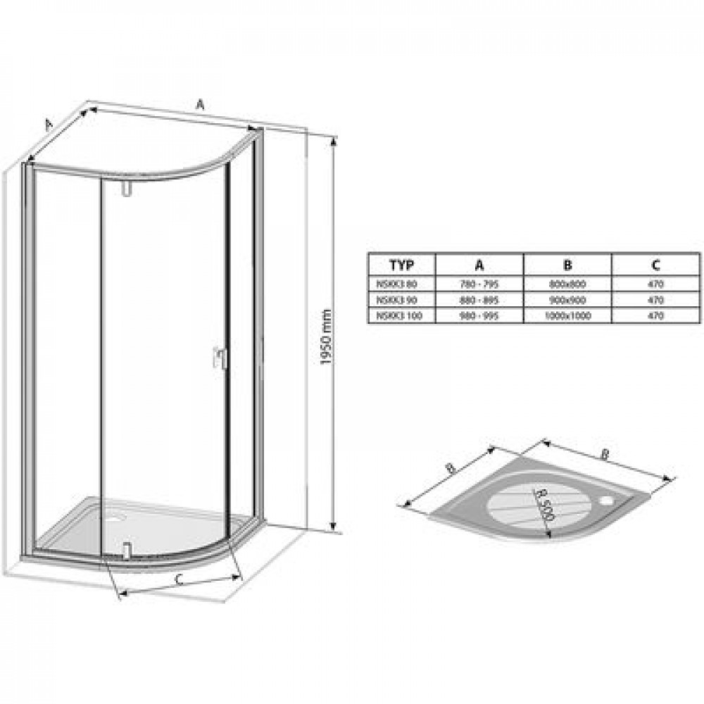 Душевой уголок Ravak Nexty NSKK3-90 90x90 стекло Transparent, профиль Белый (3O677101Z1)