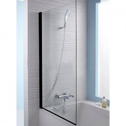 Шторка на ванну, стекло прозрачное, профиль черный, 80х140, Jacob Delafon Struktura (E6D042-BL)