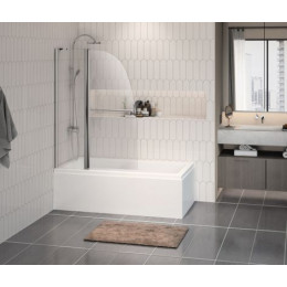 Шторка для ванны с поручнем, хром, прозрачное стекло 6 мм, 100х140, Azario BOSTON (AZ-142TB)