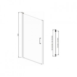 Распашная дверь Azario ALBERTA 90х190 прозрачное стекло 6 мм, цвет профиля серебро (AZ-NK6211 900)