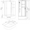 Душевая кабина Loranto NEO 120x80x(170+38) правая, с высоким поддоном 38см, прозрачное закаленное стекло 4 мм, задние стеклянные стенки белые, с двумя полками, цвет профиля серебро (CS-22012R)