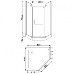 Душевое ограждение LORANTO 90х90х200 с низким поддоном 13см, серое закаленное стекло 6 мм, профиль сатин (CS-816S B 90 (GRAY))