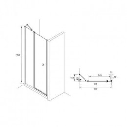 Душевое ограждение Roca Capital фронтальная панель с распашной дверью на профиле 100x195, черный (M4610016M)