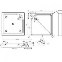 Душевой поддон Azario 1000х1000х150 R/L, для GREENWOOD 1000, NAG 1221 1000
