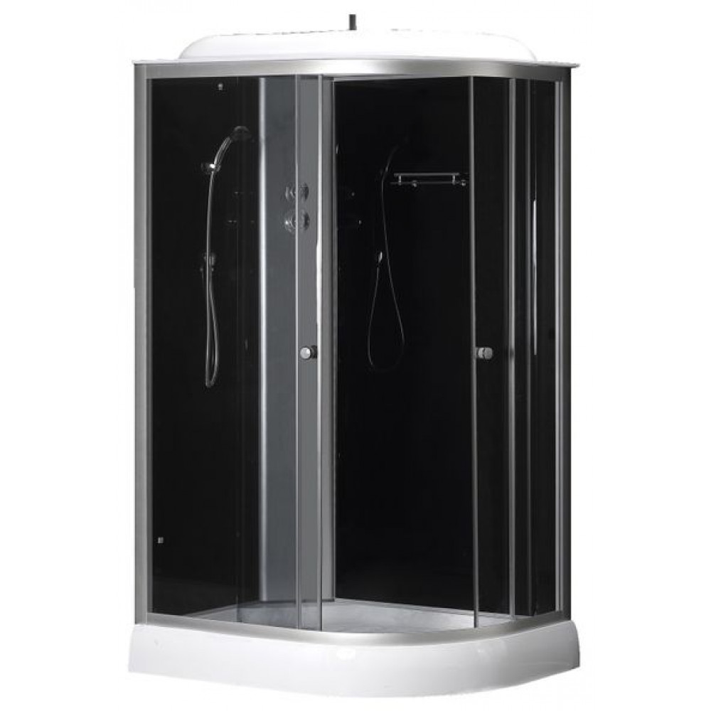 Душевая кабина LORANTO 120х80х215 с низким поддоном 13 см, черное закаленное стекло 4 мм, профиль хром (CS-66121L G 120)