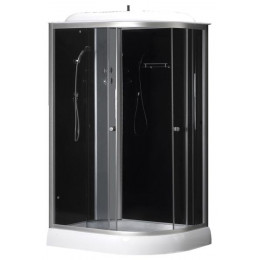 Душевая кабина LORANTO 120х80х215 с низким поддоном 13 см, черное закаленное стекло 4 мм, профиль хром (CS-66121L G 120)