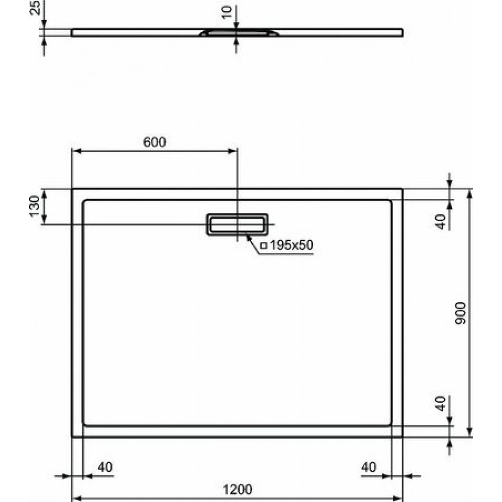 Ультратонкий акриловый прямоугольный душевой поддон Ideal Standard ULTRAFLAT NEW 1200x900x25 мм. Для напольной или встраиваемой установки (T448301)