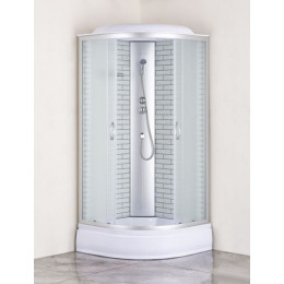 Душевая кабина Loranto 100х100х215 поддон 25 см, белый кирпичный узор, стекло 4 мм, профиль хром (CS-6610-25FW 100)