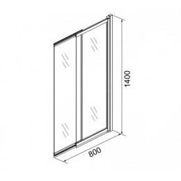 Шторка для ванны раздвижная, прозрачное стекло 5 мм, покрытие Easy Clean, цвет профиля серебро, 800х1400, Azario MERRIT (AZ-NF6122 800)