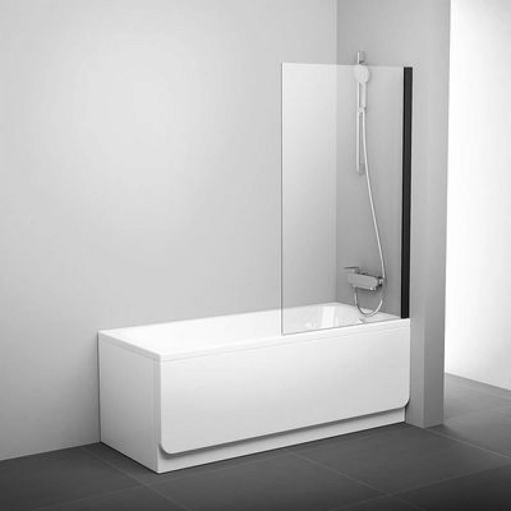 Шторка на ванну Ravak Pivot PVS1-80 стекло Transparent,  профиль Черный (79840300Z1)