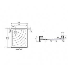Душевой поддон Ravak ANETA 75x90 PU белый
