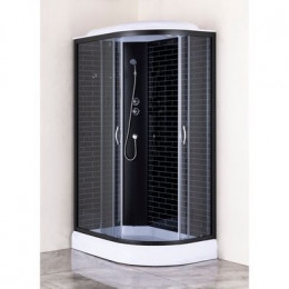 Душевая кабина Loranto 120х80х215 левостороняя, поддон 13см, черный кирпичный узор, прозрачное стекло 4мм, профиль черный (CS6612013LGB120)
