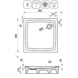 Поддон для душа Ravak Galaxy/Perseus EX акриловый 80х80  Белый (A024401310)