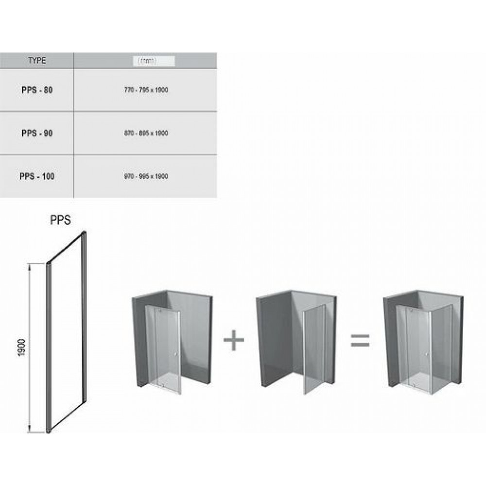 Душевая стенка Ravak Pivot PPS-100 профиль Черный стекло Transparent (90GA0300Z1