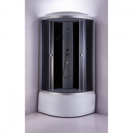 Душевая кабина Loranto 120x120x215 стекло 4 мм. поддон 43 см, задняя стенка черное стекло, алюминиевый профиль матовый хром (CS-1200ТМ/G)