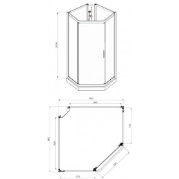 Душевая кабина AZARIO DENVER 90х90х200 прозрачное стекло 4 мм. с покрытием Easy Clean, задняя панель черная, цвет профиля хром (AZ-N10806 900)