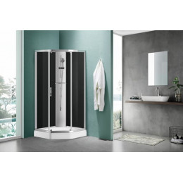 Душевая кабина AZARIO DENVER 90х90х200 прозрачное стекло 4 мм. с покрытием Easy Clean, задняя панель черная, цвет профиля хром (AZ-N10806 900)