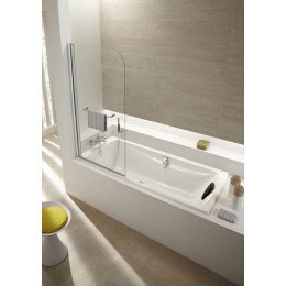 Шторка на ванну с полотенцедержателем, стекло прозрачное, профиль хром, 80x145, Jacob Delafon Odeon Up (E4932-GA)