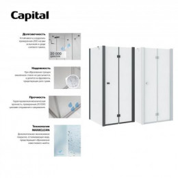 Душевое ограждение Roca Capital дверь распашная на петлях с фиксированной частью 900х1950 прозрачное стекло, хром (M4509012M)