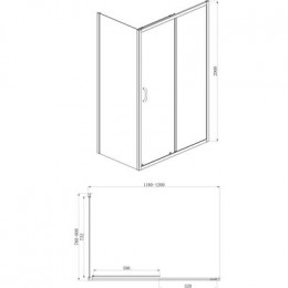Душевое ограждение AZARIO 1200х800х2000, БЕЗ ПОДДОНА, прозрачное стекло 6 мм, открывание направо, цвет профиля серебро (AZ-ND1131 R 1200)