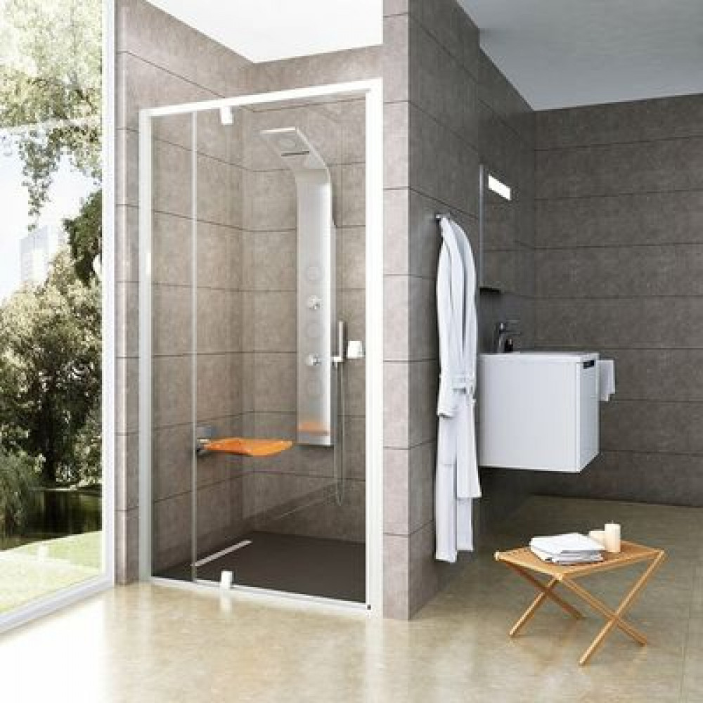 Душевая дверь Ravak Pivot PDOP2-120 распашная, ручка Белая, стекло Transparent, профиль Белый (03GG0101Z1)