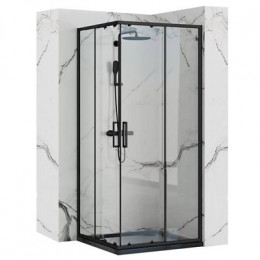 Душевое ограждение Loranto NEO 100x100x190 прозрачное закаленное стекло 5 мм, профиль черный, без поддона (CS-21809B-100)