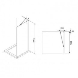 Душевое ограждение Roca Capital боковая панель 90x195, черный (M4409016M)