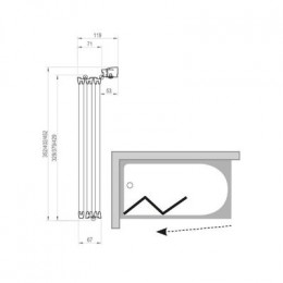 Шторка для ванны, профиль белый, стекло прозрачное, Ravak VS3 115