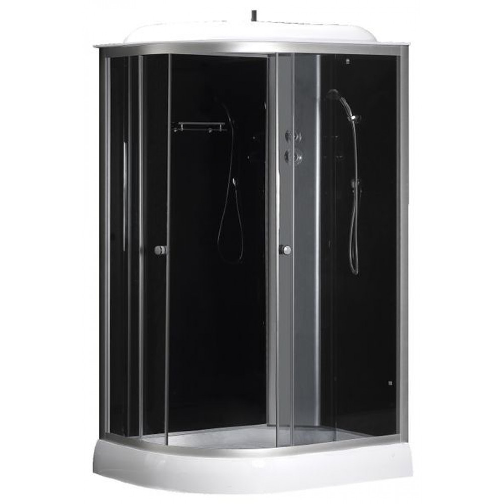 Душевая кабина LORANTO 120х80х215 с низким поддоном 13 см, черное закаленное стекло 4 мм, профиль хром (CS-66121R G 120)