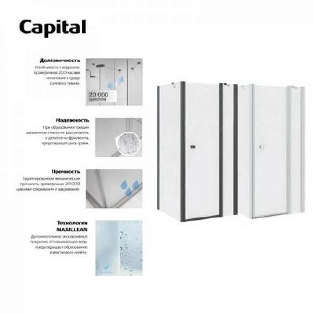 Душевое ограждение Roca Capital распашная дверь на профиле 90x195, хром (M4709012M)
