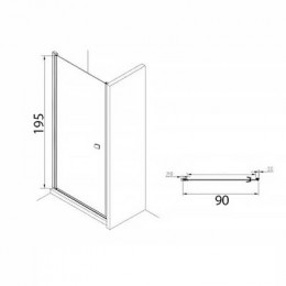 Душевое ограждение Roca Capital распашная дверь на профиле 90x195, хром (M4709012M)