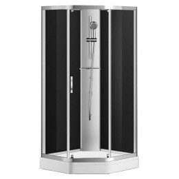 Душевая кабина AZARIO DENVER 90х90х200 прозрачное стекло 4 мм. с покрытием Easy Clean, задняя панель черная, цвет профиля хром (AZ-N10806 900)