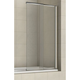 Шторка для ванны раздвижная, прозрачное стекло 5 мм, покрытие Easy Clean, цвет профиля серебро, 1000х1400, Azario MERRIT (AZ-NF6122 1000)