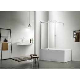 Шторка для ванны раздвижная, прозрачное стекло 6 мм, цвет профиля хром, 100х150, Azario CARLEON (AZ-NKB6121 1000)
