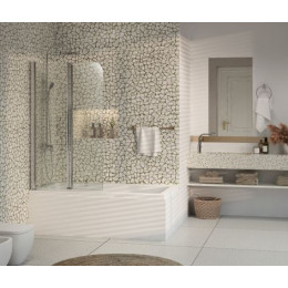 Шторка для ванны, хром, прозрачное стекло 4 мм, 80*140, Azario BOSTON (AZ-141)