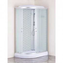 Душевая кабина Loranto 120х80х215 правосторонняя, поддон 13см, белый кирпичный узор, матовое стекло 4мм, профиль хром (CS6612013RFW120)